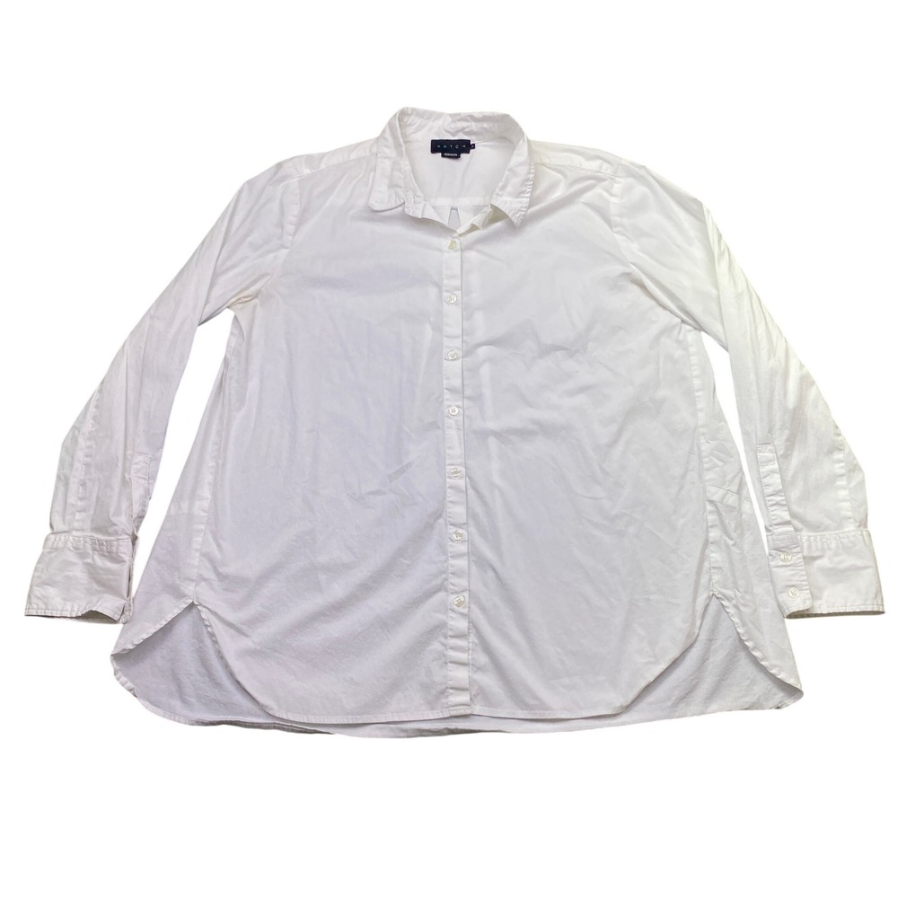 HATCH Collection White Cotton Button Down Maternity Shirt Size 4 Long Sleeve